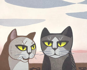  - Yugure no Neko (Cats in Dusk) - Tomoo Inagaki - SAKURA FINE ART
