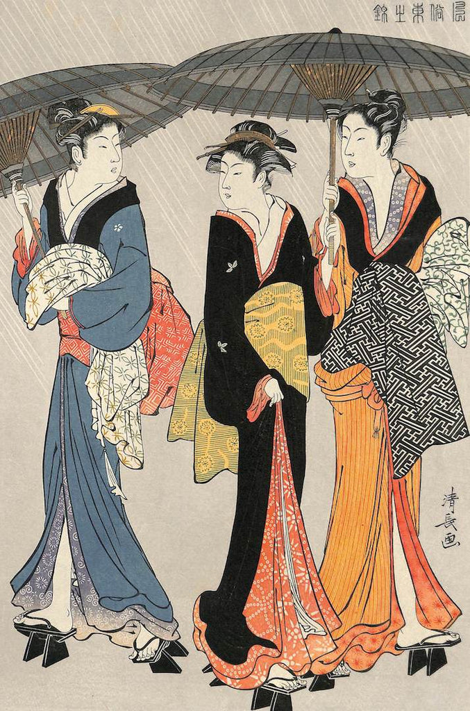 - Uchu Yugaeri from the series, Fuzoku Azuma no Nishiki (Three Beauties in the Rain from the Current Manners in Eastern Brocade) -