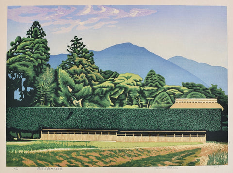 Tsukuba Yashiki-rin no aru ie (A House with windbreak trees at Tsukuba) - SAKURA FINE ART