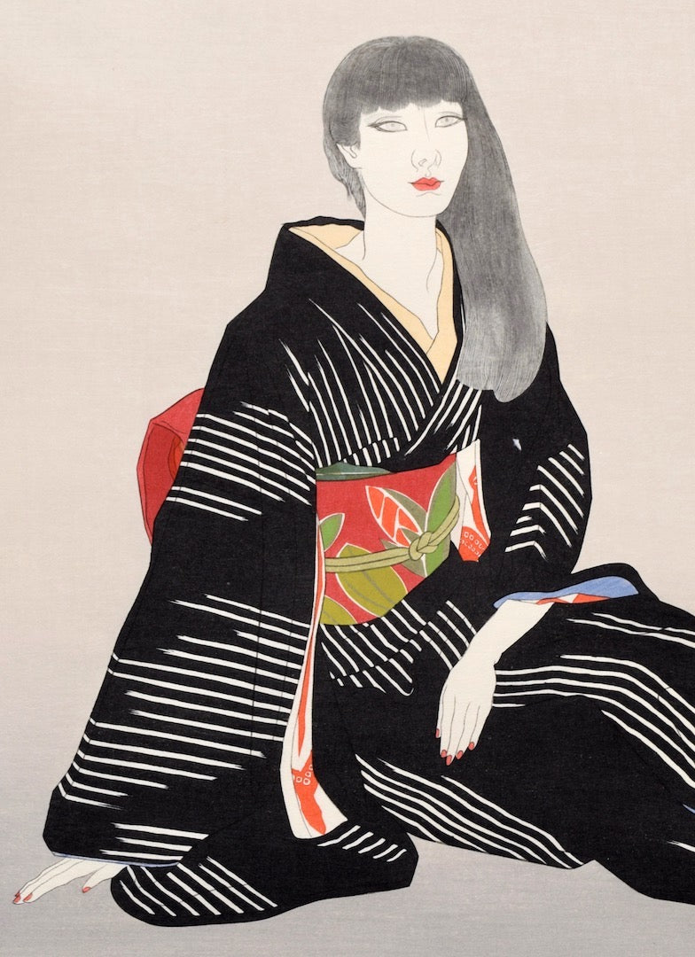 Shimagasuri (Modern beauty in Japanese Kimono) - SAKURA FINE ART