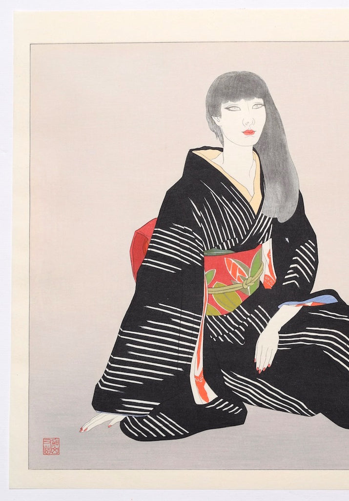 Shimagasuri (Modern beauty in Japanese Kimono) - SAKURA FINE ART
