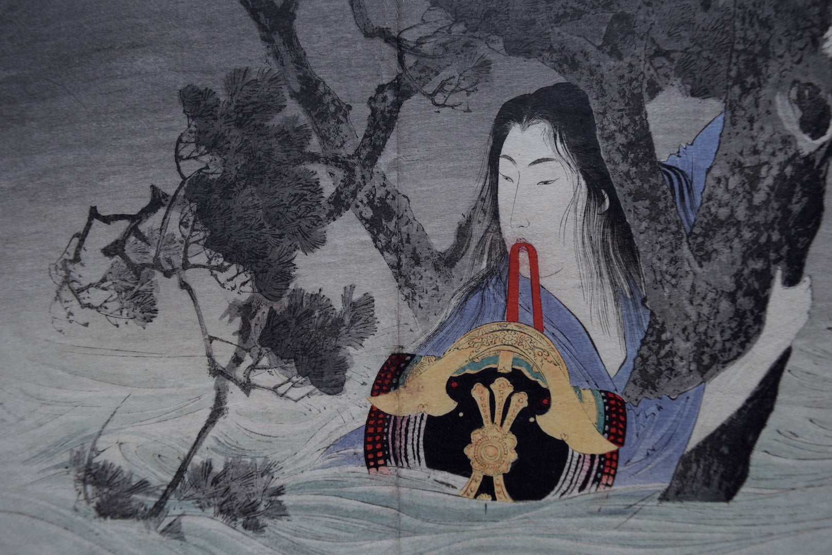 Kabuto no hoshikage (Woman with Samurai helmet in the water) - SAKURA FINE ART