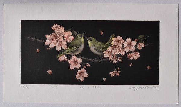 "Sakura ni mutsumu" (Bush Warblers and Cherry Blossoms) - SAKURA FINE ART