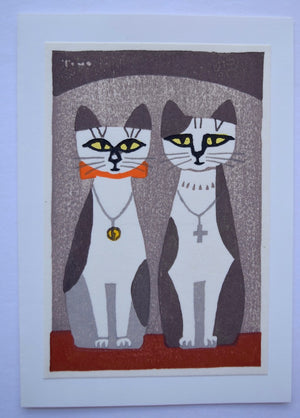 Two Cats Wearing Necklaces - SAKURA FINE ART