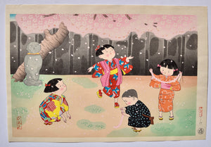 Children and Cherry Blossoms - SAKURA FINE ART