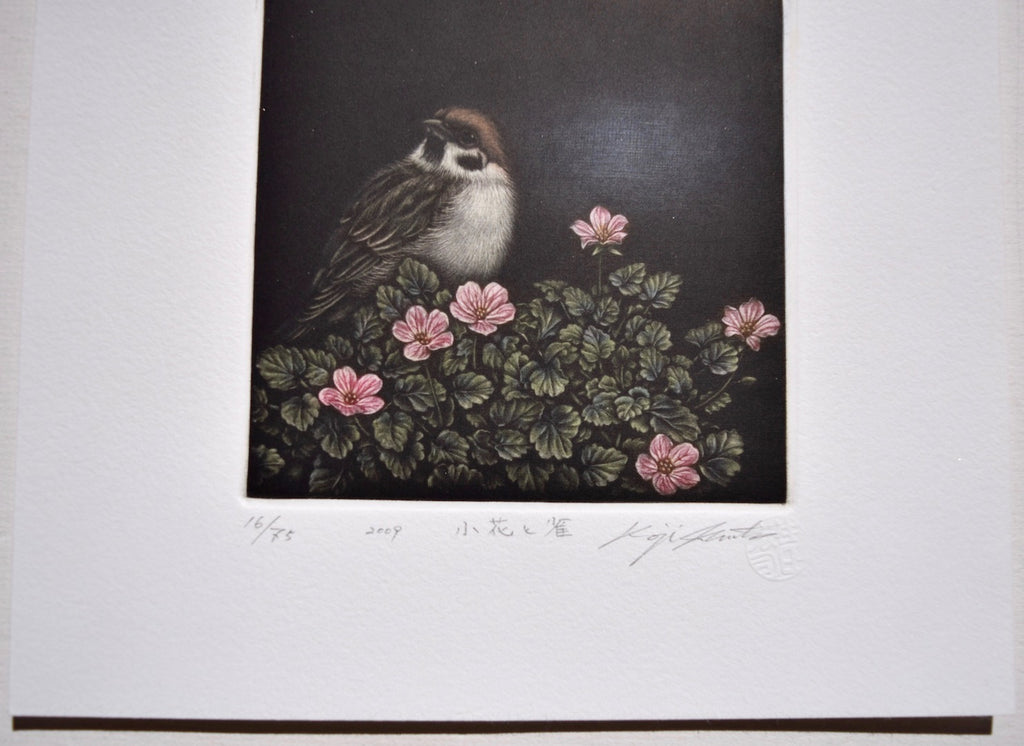Kobana to Suzume (Small Flowers and Sparrow) - SAKURA FINE ART