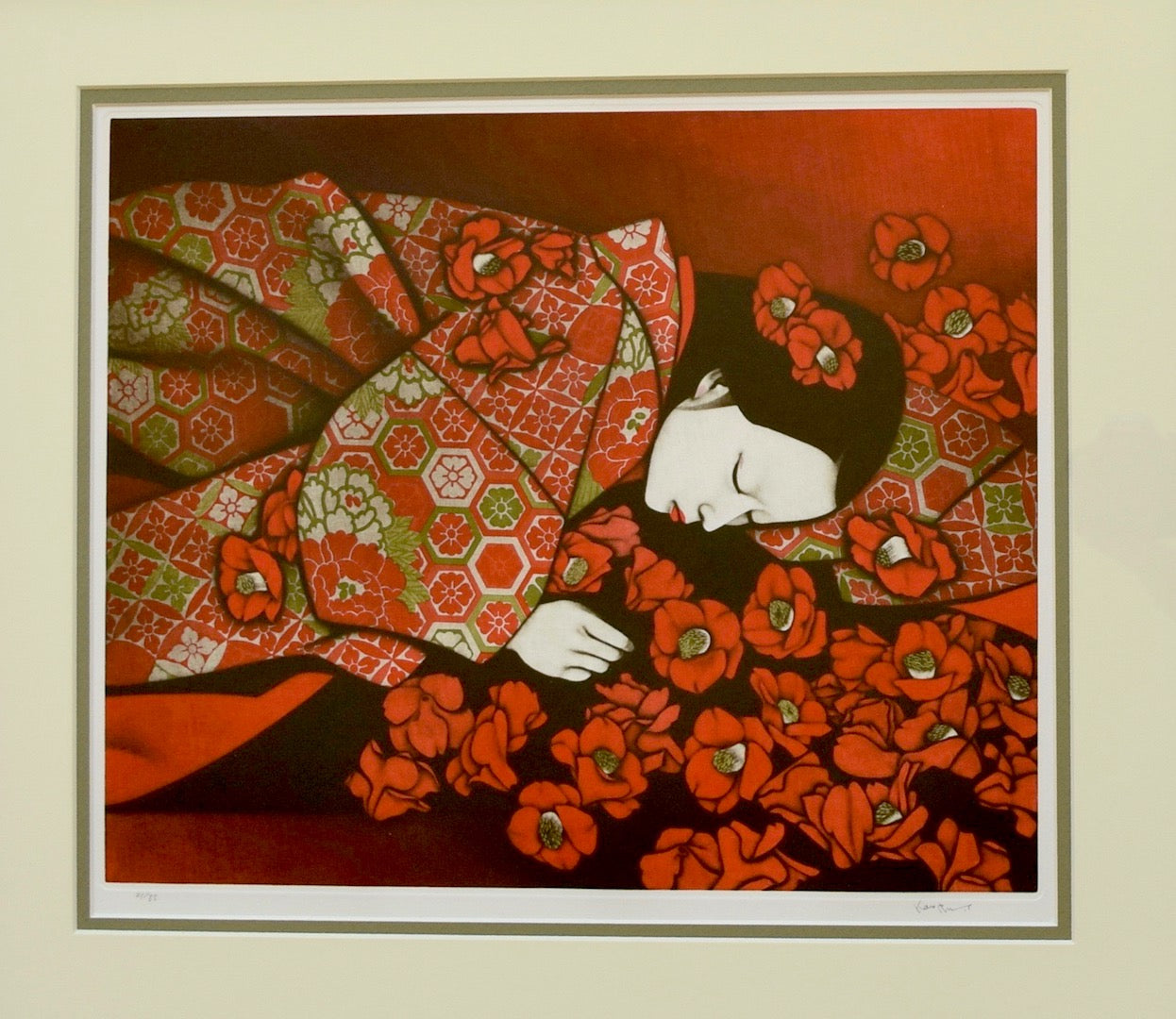 "Fallen Camellia" from Red illusion series - Kaoru Saito - SAKURA FINE ART