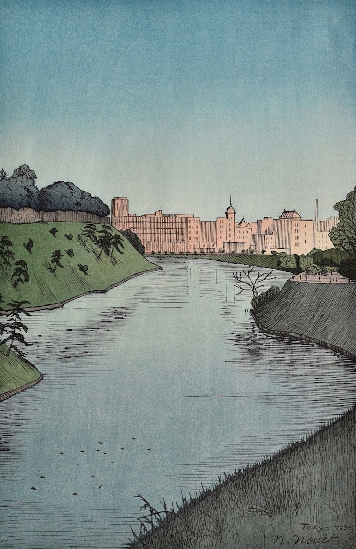 Benkei Bori (Benkei Moat, Tokyo) - Noel Nouet (1885 - 1969) - SAKURA FINE ART