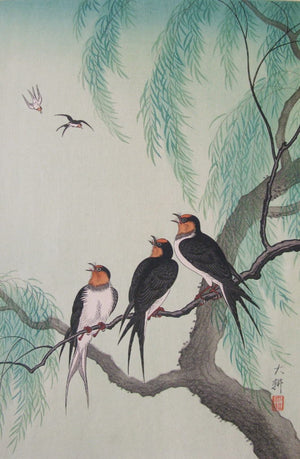 Swallows and Willow Tree - SAKURA FINE ART