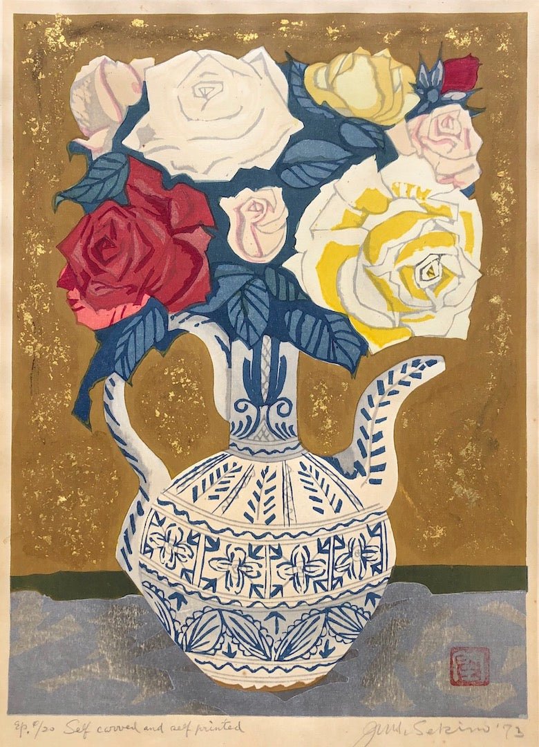  - Italia - tsubo no Bara (Roses in an Italian Water Pitcher) - Junichiro Sekino - SAKURA FINE ART