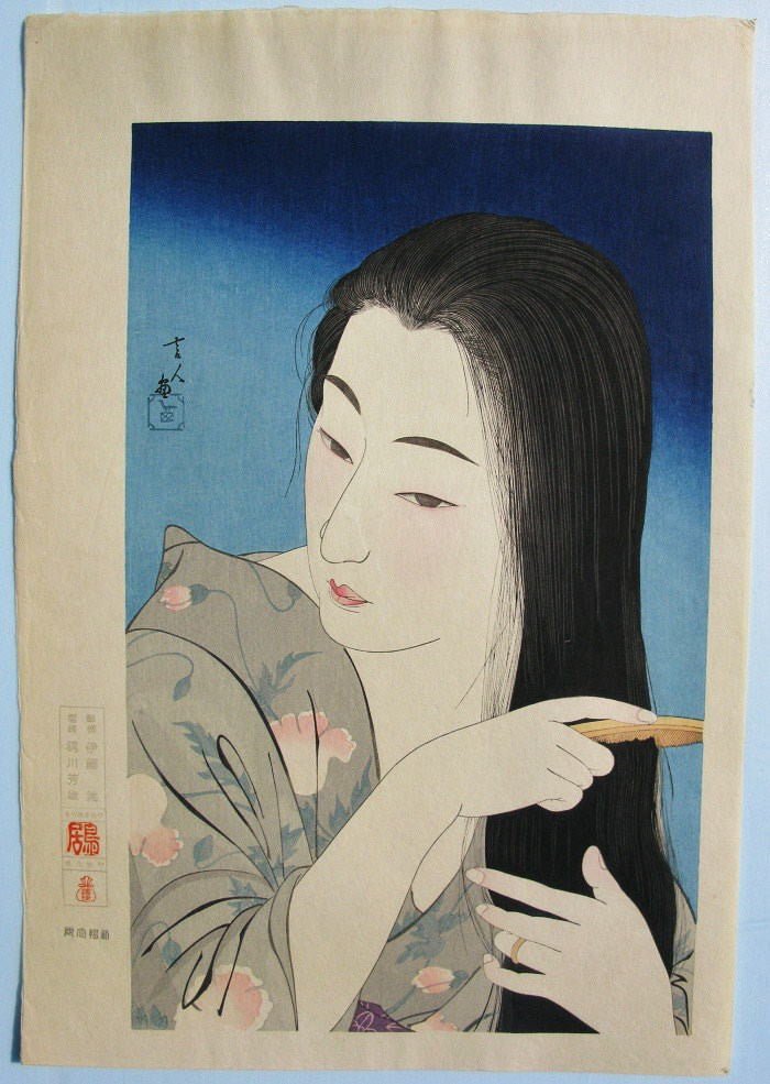 Kamisuki (Combing the Hair) - Kotondo Torii - SAKURA FINE ART
