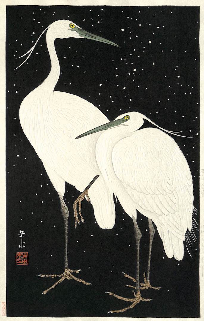 - Secchu Shirasagi (Two Herons in Snow) -